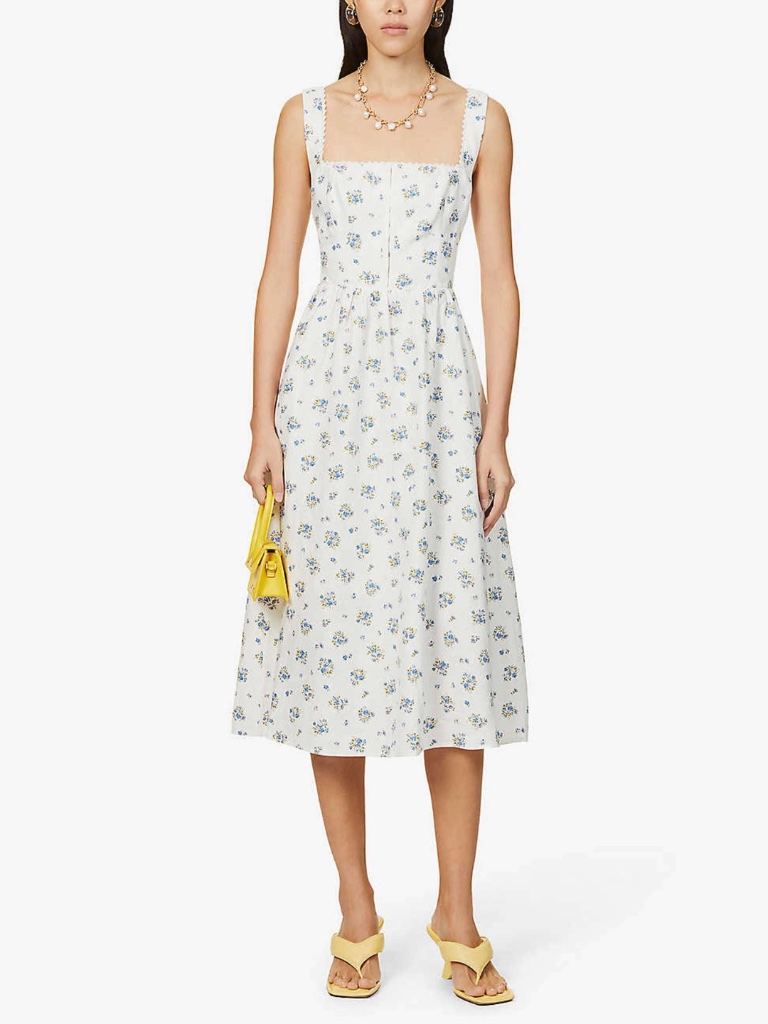 New Reformation Tagliatelle Linen Dress Blaire 12